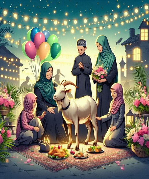 Photo this illustration is crested for islamic event eid ul adha