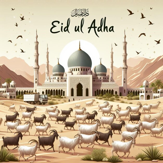 Photo this illustration is crested for islamic event eid ul adha