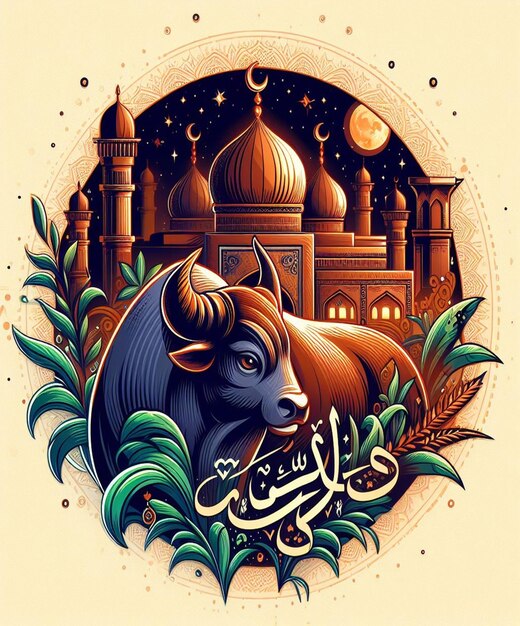 Photo this illustration is crested for islamic event eid ul adha