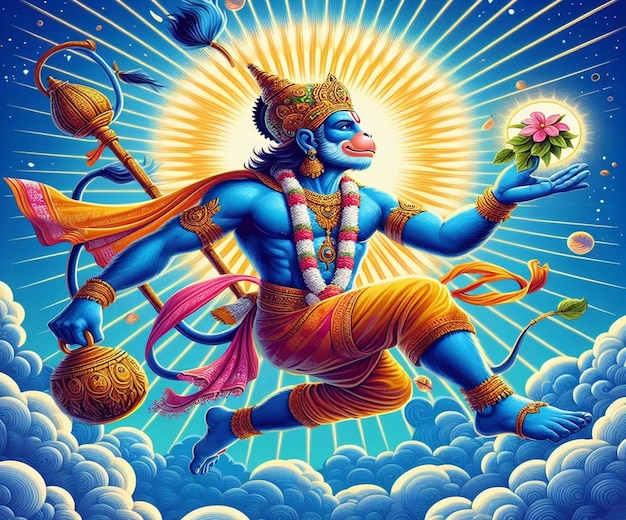 This illustration is generated for the Hindu mythological event Hanuman Jayanti