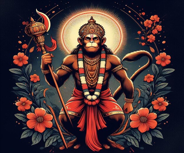 Photo this illustration is generated for the hindu mythological event hanuman jayanti