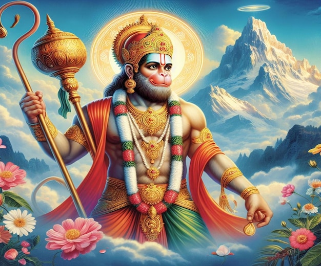 Photo this illustration is generated for the hindu mythological event hanuman jayanti