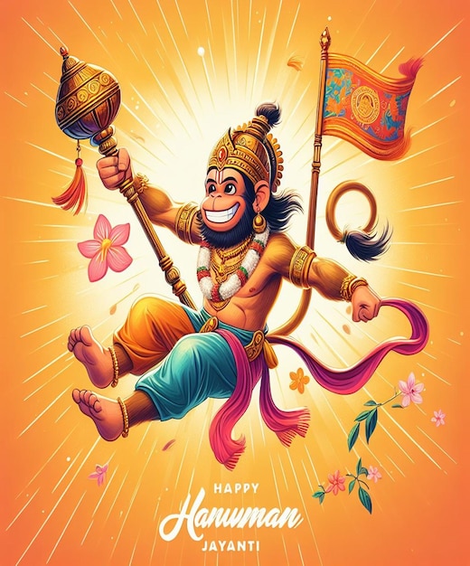 This illustration is generated for the Hindu mythological event Hanuman Jayanti