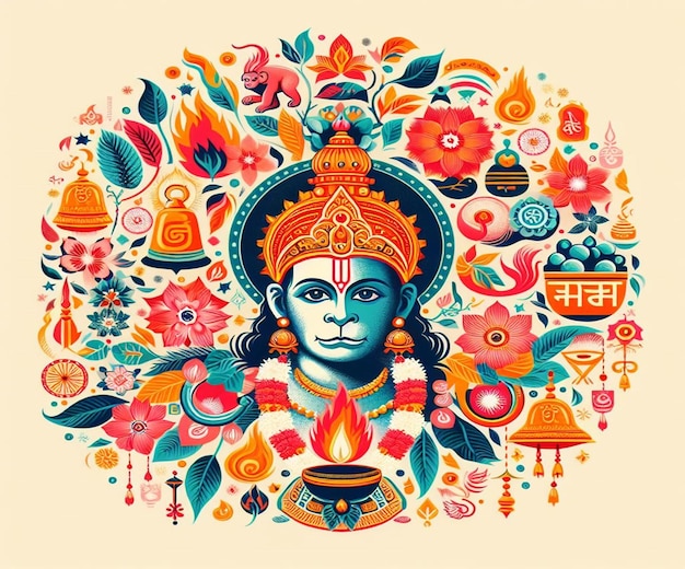 Photo this illustration is generated for the hindu mythological event hanuman jayanti