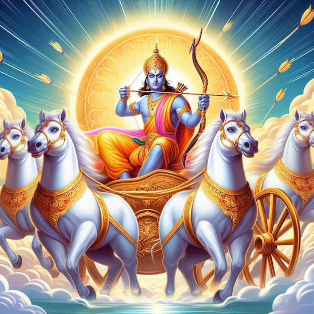 이 일러스트레이션은 Ram Navami Janmashtami Dussehra와 같은 신화적 행사를 위해 생성됩니다.