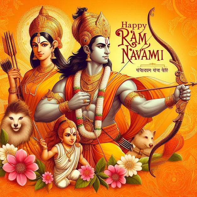 This illustration is generated for Mythological events like Ram Navami Janmashtami Dussehra