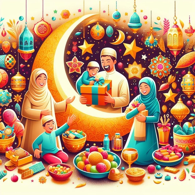 This illustration is made for Eid al Fitr Eid al Adha and Mahe Ramadan