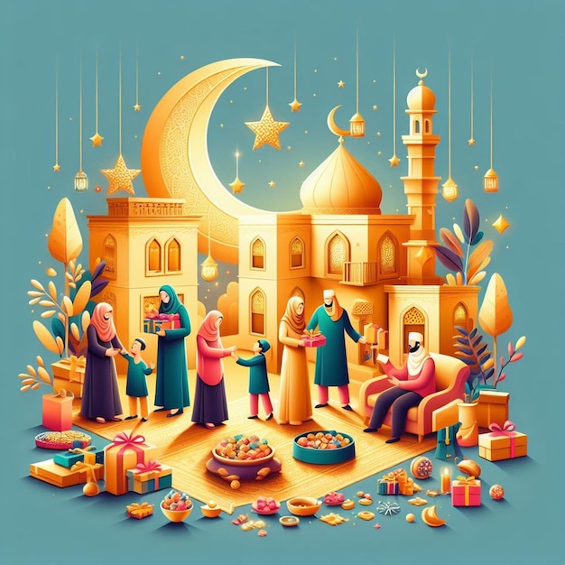 This illustration is made for Eid al Fitr Eid al Adha and Mahe Ramadan