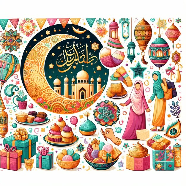 This illustration is made for Eid al Fitr Eid al Adha and Mahe Ramadan