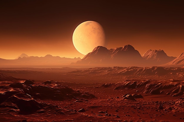 This image captures a scene from the surface of Mars as seen from a distant planet It serves as a b