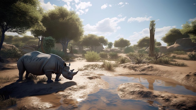 This innovative rhino habitat is designed to provide the utmost comfort for its residents Generated by AI