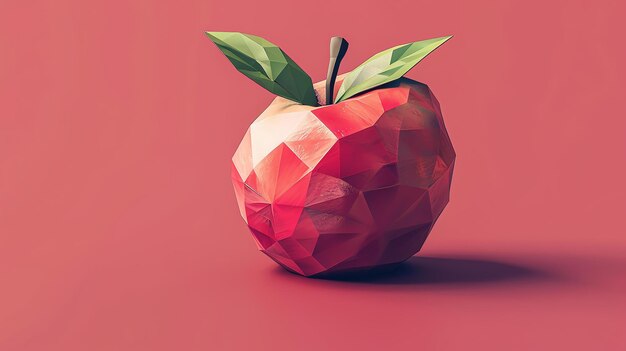 Photo this is a 3d rendering of a red apple on a pink background