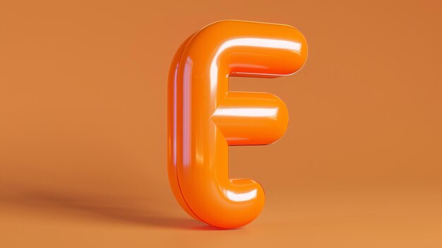 Photo this is a 3d rendering of a shiny orange letter e the letter is in lowercase and has a glossy finish it is set against a solid orange background