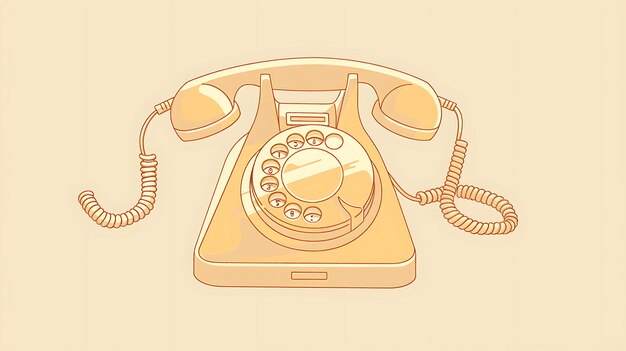 写真 this is a vector illustration of a vintage rotary dial telephone the phone is light orange in color the dial is in the center of the phone