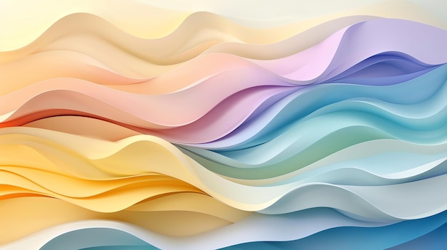 写真 これは彩色な波の抽象的な画像です 色はパステルでやかで 波は柔らかく流れています