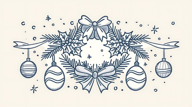 Photo this is a beautiful handdrawn illustration of a christmas wreath