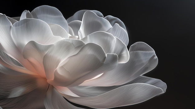 This is a beautiful image of a white flower in full bloom against a dark background