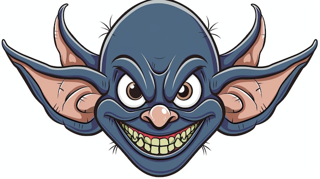 Photo this is a cartoon image of a mean looking gremlin it has pointy ears sharp teeth and a mischievous expression on its face