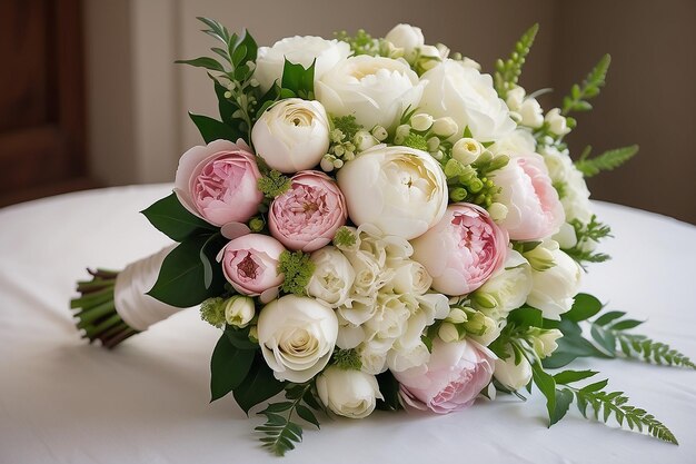 This is closeup of wedding bouquet