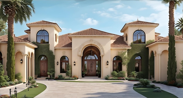 This is a computer rendering of a luxury home design
