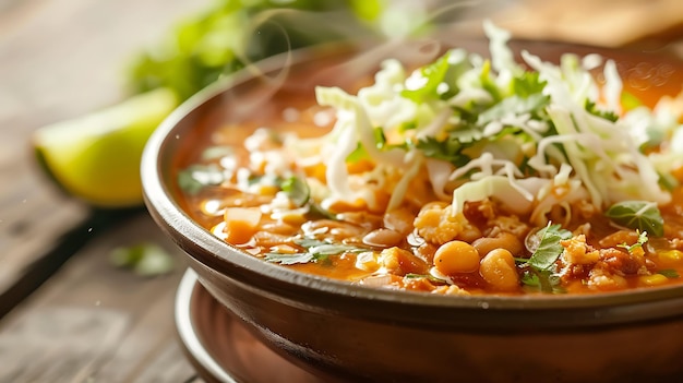 This is a delicious and hearty soup The soup is made with hominy a type of corn that has been dried and treated with alkali