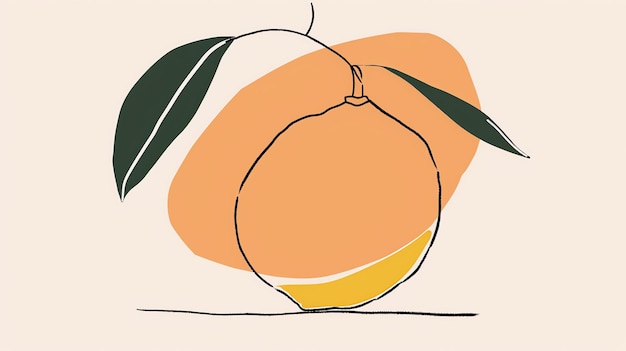 Photo this is a digital illustration of a lemon the lemon is drawn in a simple minimalist style with a few curved lines