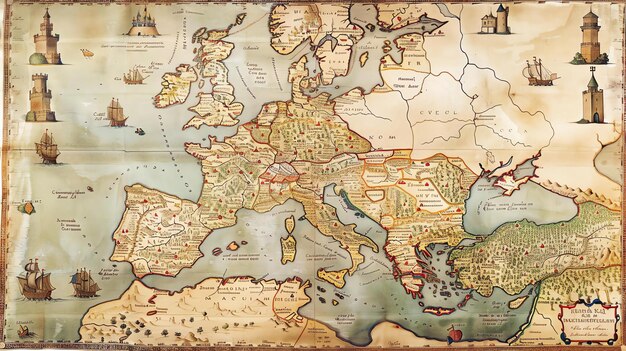 Foto questa è una mappa molto dettagliata dell'europa nel periodo medievale.