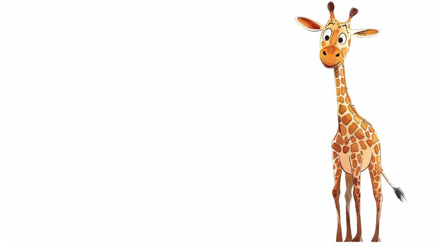 This is an illustration of a cartoon giraffe It has a long neck and a spotted coat