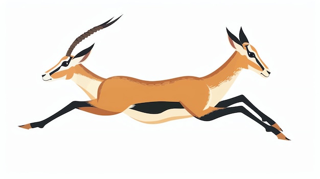 Photo this is an illustration of a gazelle in a cartoon style it has a simple flat design and is colored in shades of brown and black