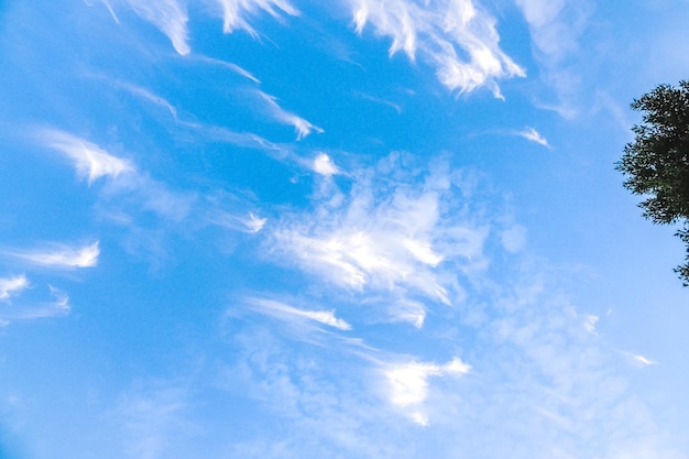 이것은 솜구름이 있는 가을 푸른 하늘의 이미지입니다.