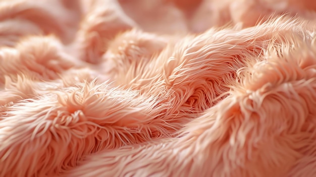 Photo this is an image of a closeup of a pink fur blanket