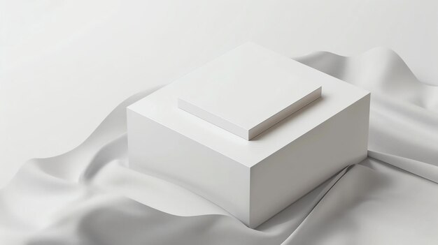 Photo this is a minimal 3d rendering of a podium or pedestal made of white marble or ceramic