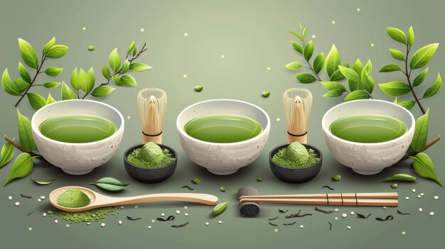 This is a modern set of organic tea matcha cups sweets and forks traditional Japanese cups whisks tools for Japanese tea ceremonies This is a healthy welcome beverage