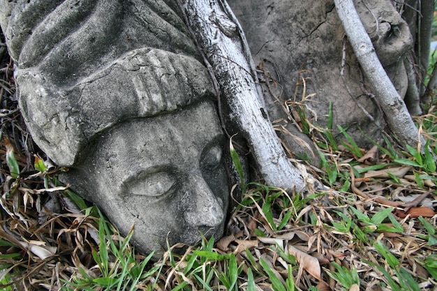 This is an old Buddha statue.