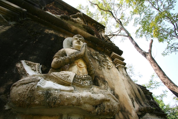 This is an old wall with Buddha.