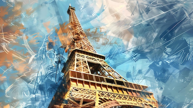 This is a painting of the Eiffel Tower