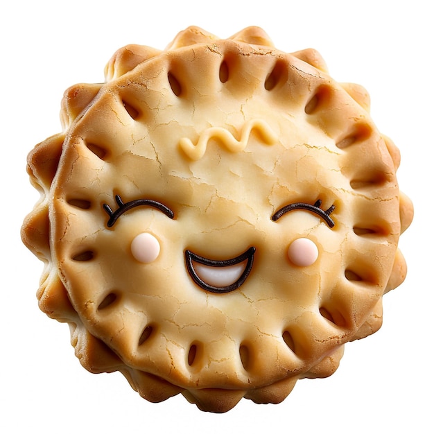 This is a pastry food illustration of a cute smiling cookie cartoon character