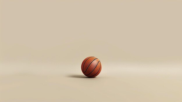 This is a photo of a basketball The basketball is sitting on a solid beige background with a soft shadow underneath it