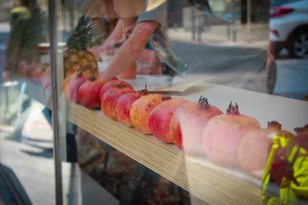 This is a pomegranates on display