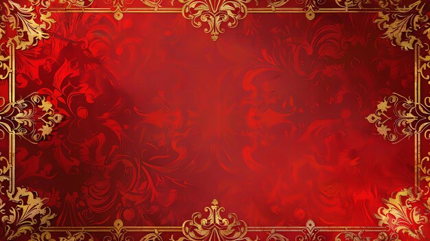 Photo this is a red and gold background with a vintage royal and luxurious look