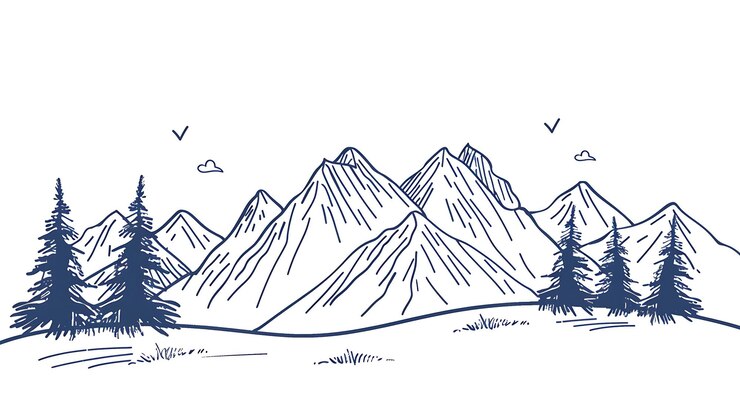 Photo this is a simple vector illustration of a mountain range the mountains are in the background and are covered in snow