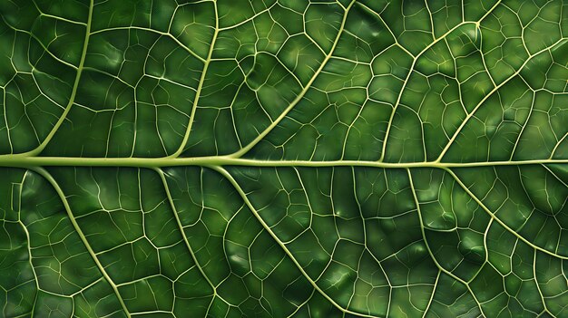 Photo this is an upclose image of a green leaf with intricate details of the veins and leaf structure