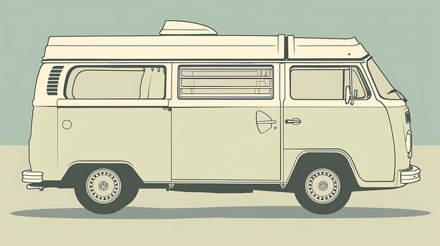 This is a vector illustration of a classic 1960sera camper van It has a simple iconic design and is perfect for use in a variety of projects