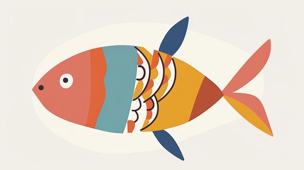 Photo this is a vector illustration of a colorful fish the fish is divided into different sections each a different color