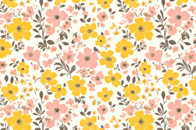 ヴィンテージの花のパターンで小さな黄色い花が描かれています... 続きを読む →
