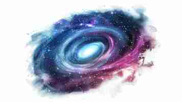 Photo this is a watercolor painting of a spiral galaxy the galaxy is surrounded by a swirling cloud of dust and gas