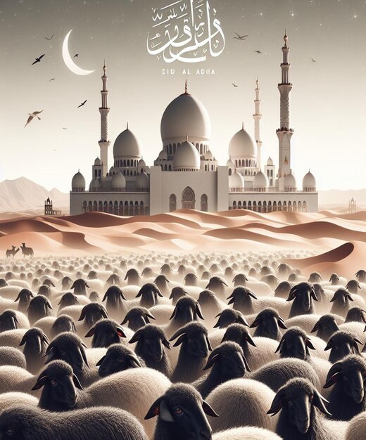 Photo this islamic illustration is made for eid al adha