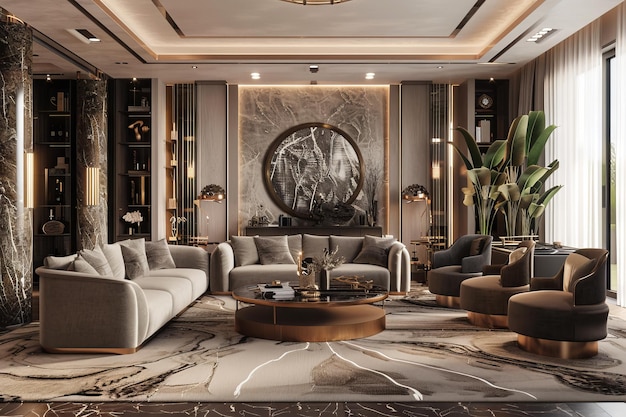 This luxury living room redefines quiet glam focusing on warmth with thoughtfully collected accents sumptuous plush seating inviting soft rugs and layered lighting for a cozy ambiance