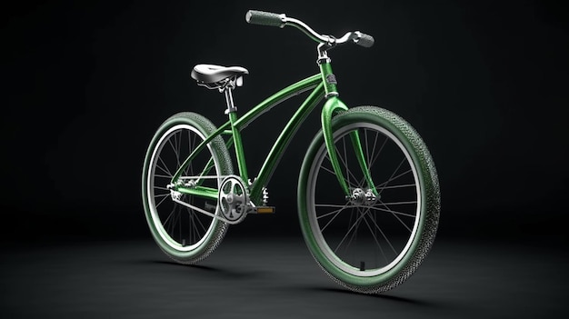 This modern 3D green bike is perfect for any design project with copy space