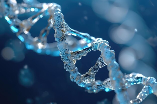 This photo features a detailed and upclose view of a blue and white structure showcasing its intricate design and architectural elements Complex process of DNA sequencing AI Generated